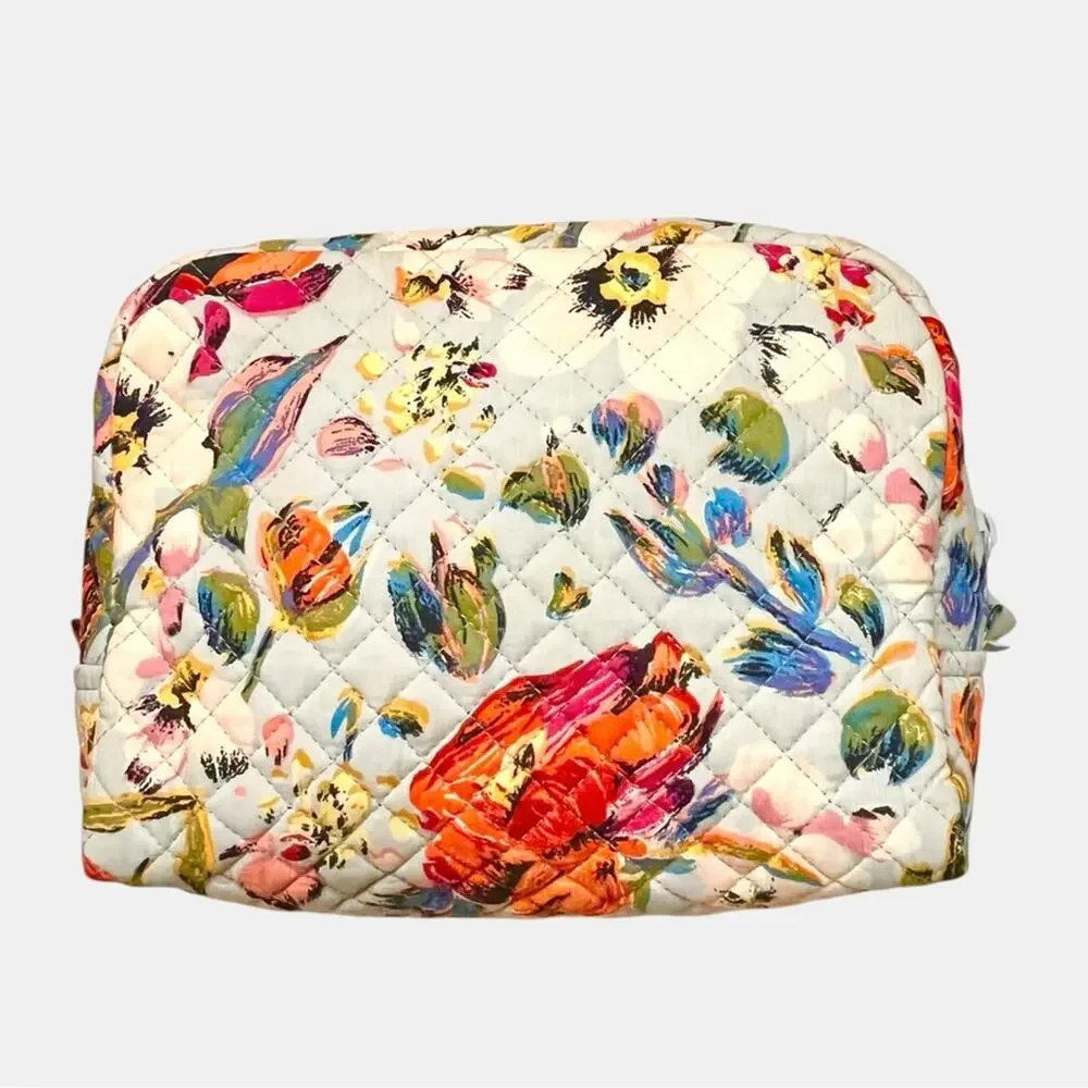 VERA BRADLEY Floral Quilted Women's Cosmetic Bag Plastic Lined